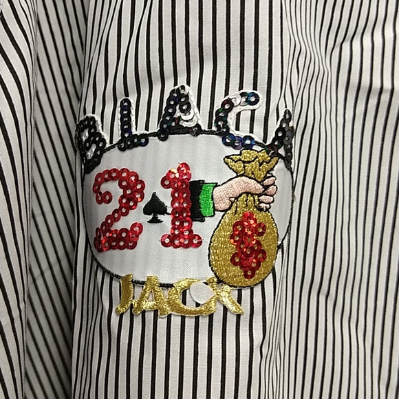 Las Vegas Sparkly Button Down Blouse - Picture 3 of 8